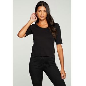 Chaser Vintage Ribbed Cropped Scoop Back Short Sleeve Tee